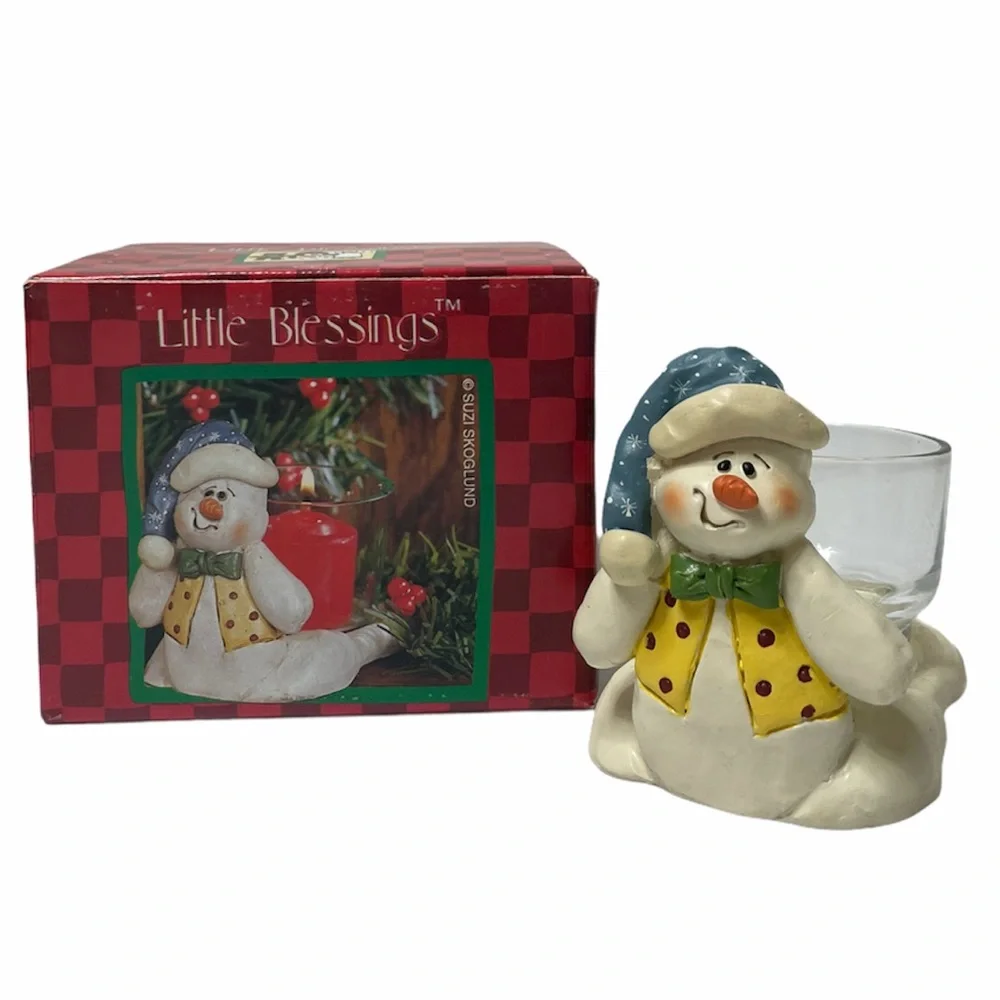 Snowman Candle Holder Little Blessings Holiday Decorations Gifts Ornaments